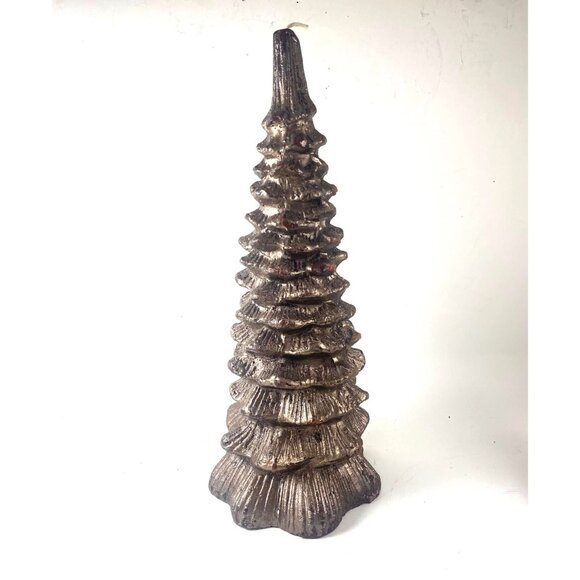 Antique Style Gold Black Wax Christmas Tree Figural Candle - Picture 4 of 5